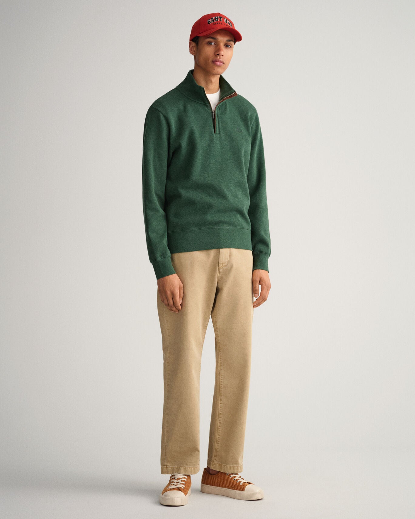 Gant Sacker Half Zip Sweater - Tartan Green