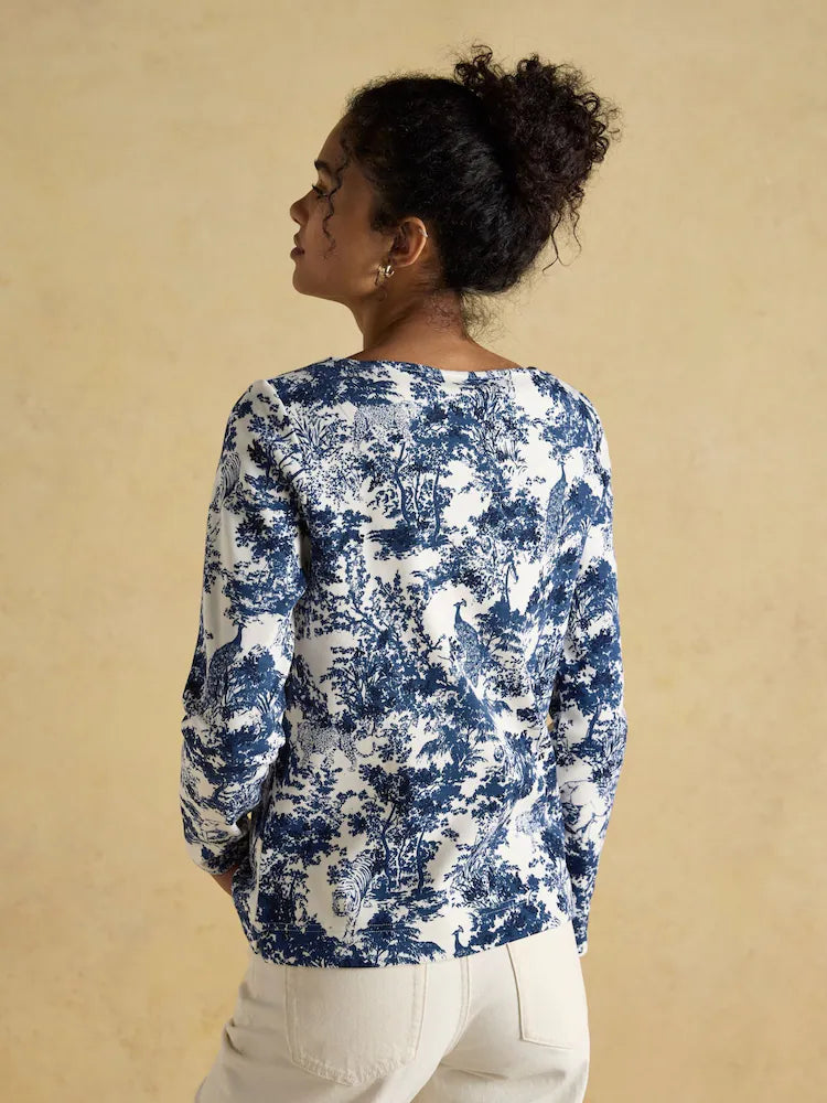 Joules Printed Harbour Top - Navy Safari