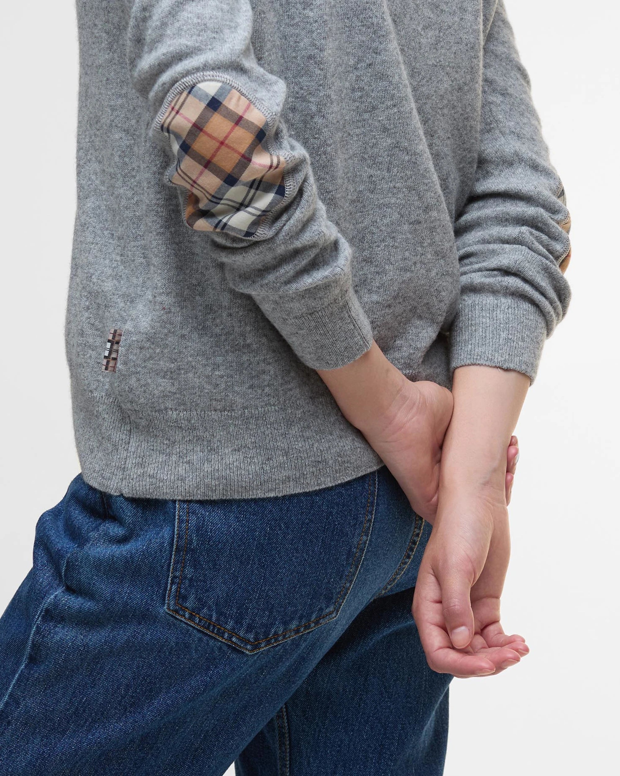 Barbour Pendle Knitted Cardigan - Grey Marl/Hessian Tartan