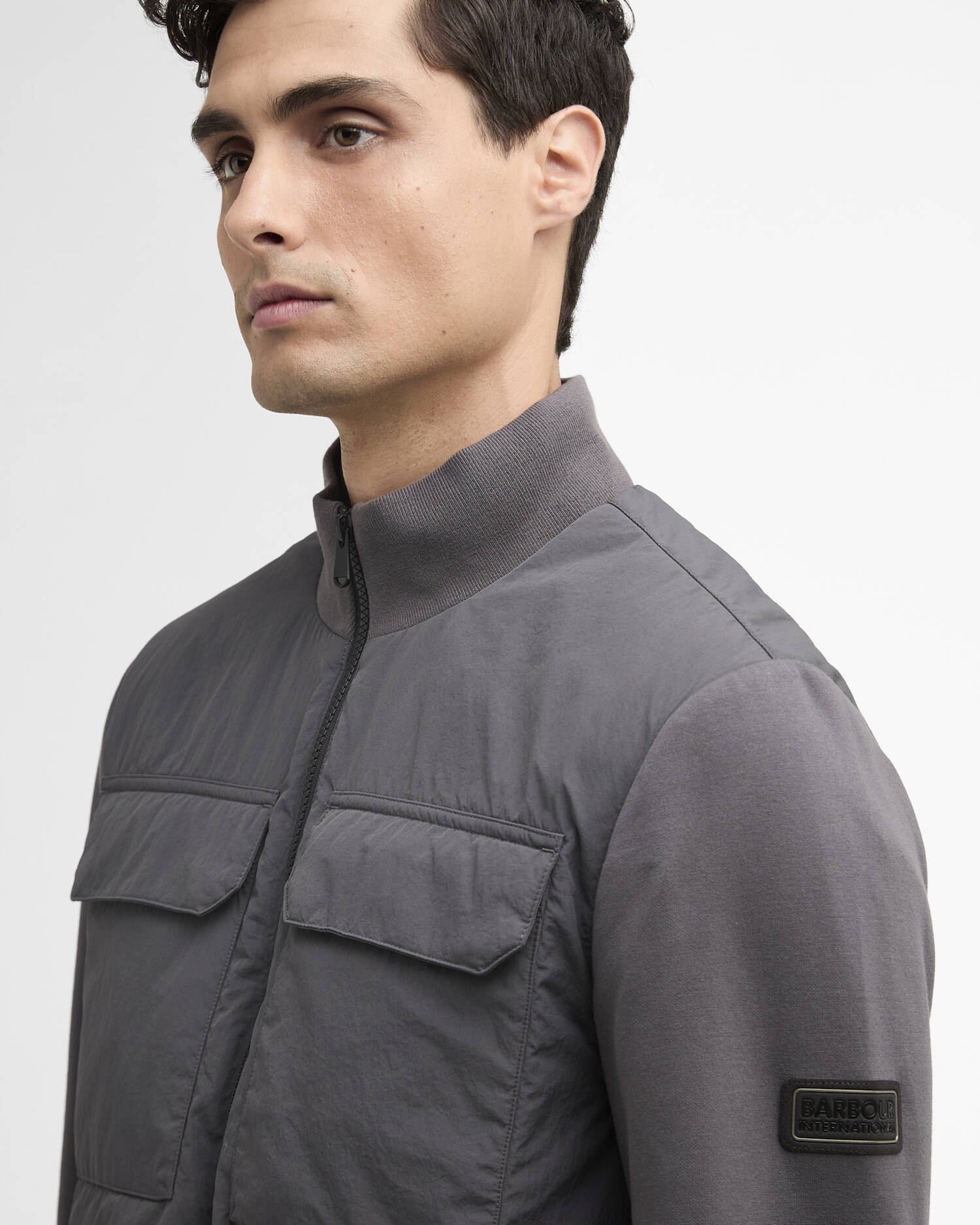 Barbour International Ethan Funnel Neck Quilted Sweat - Charcoal