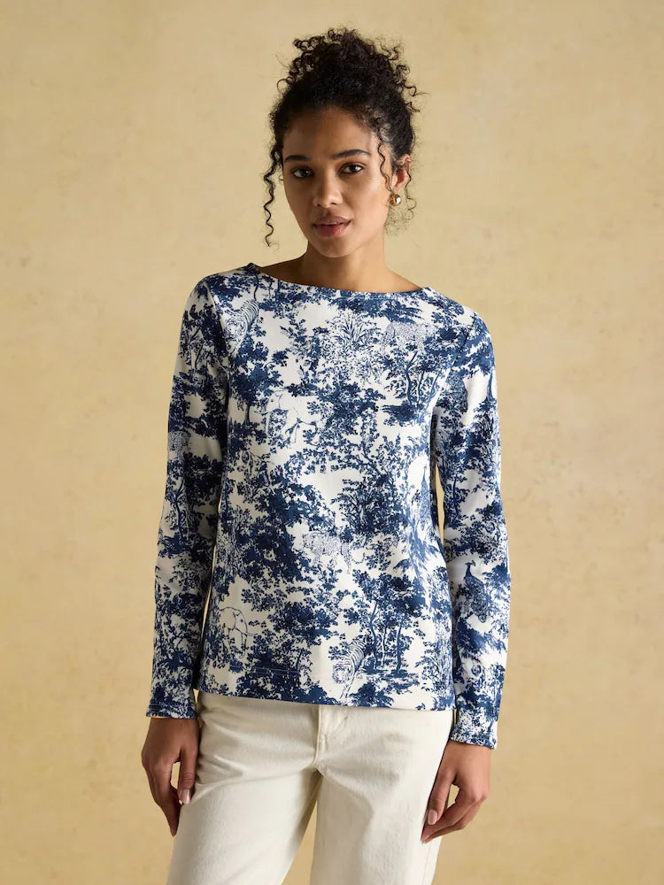 Joules Printed Harbour Top - Navy Safari