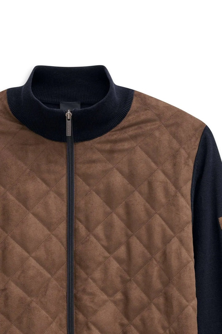Bugatti Hybrid Full Zip Sweater - Brown