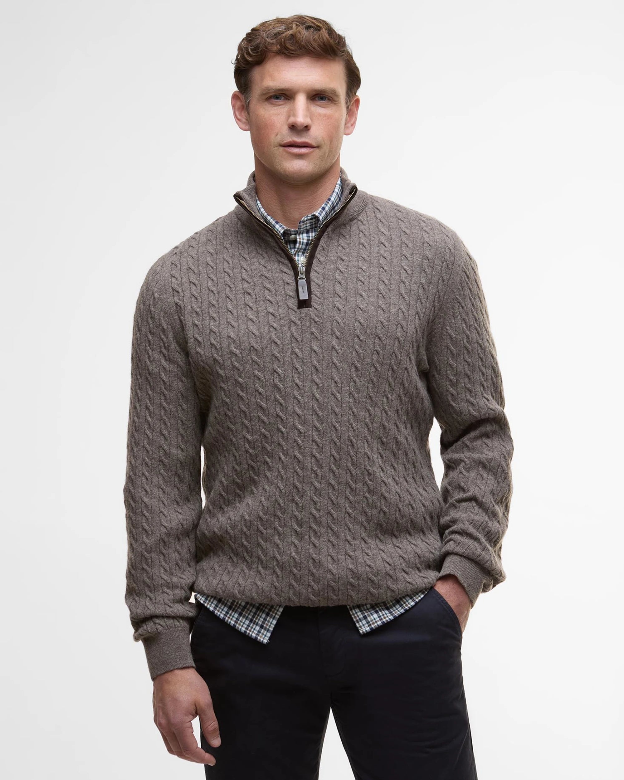 Barbour Ramsden Half Zip Knitted Jumper - Military Marl