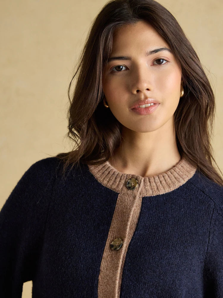 Joules Nora Navy/Tan Knitted Cardigan