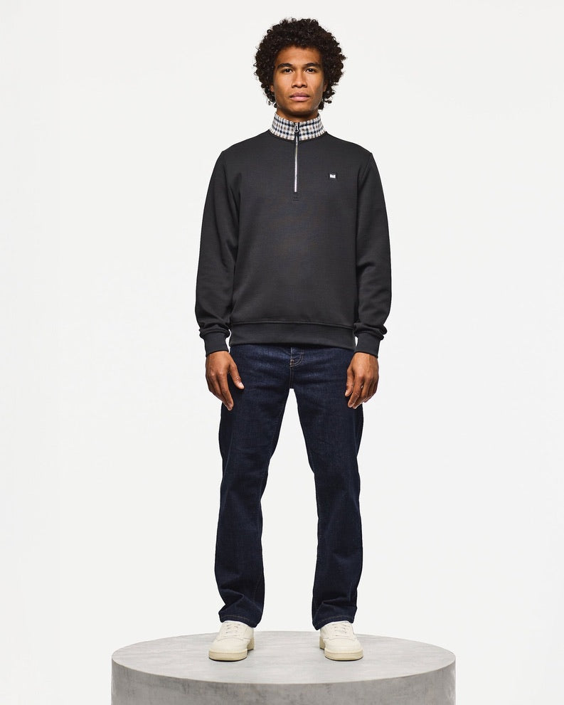 Weekend Offender Henson Jacquard Rib 1/4 Zip - Black