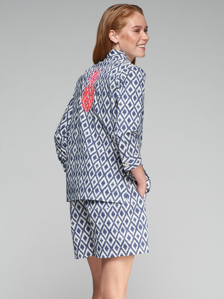 Vilagallo Poline Ikat Marino Navy Blouse