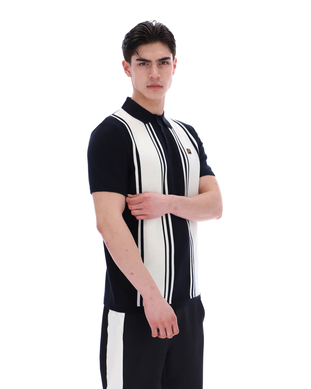 FILA Buddy Bowling Style Knitted Polo - Black/Coconut Milk