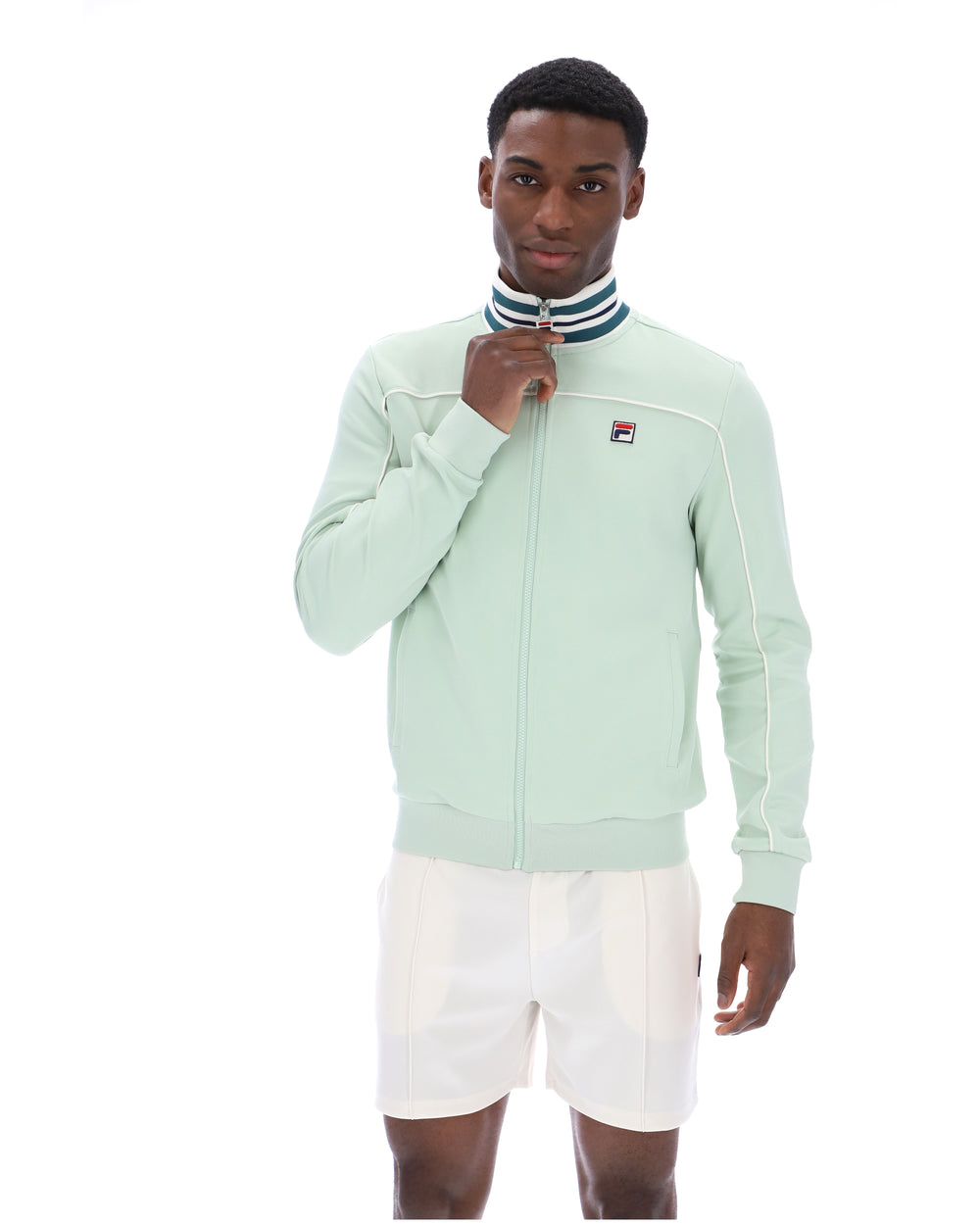 FILA Federico Tipped Neck Track Jacket with Piping - Surf Spray