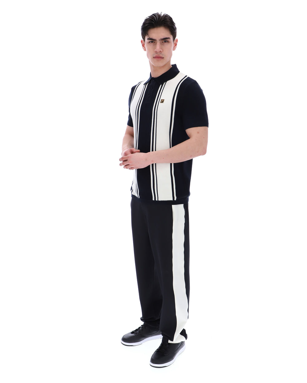 FILA Buddy Bowling Style Knitted Polo - Black/Coconut Milk