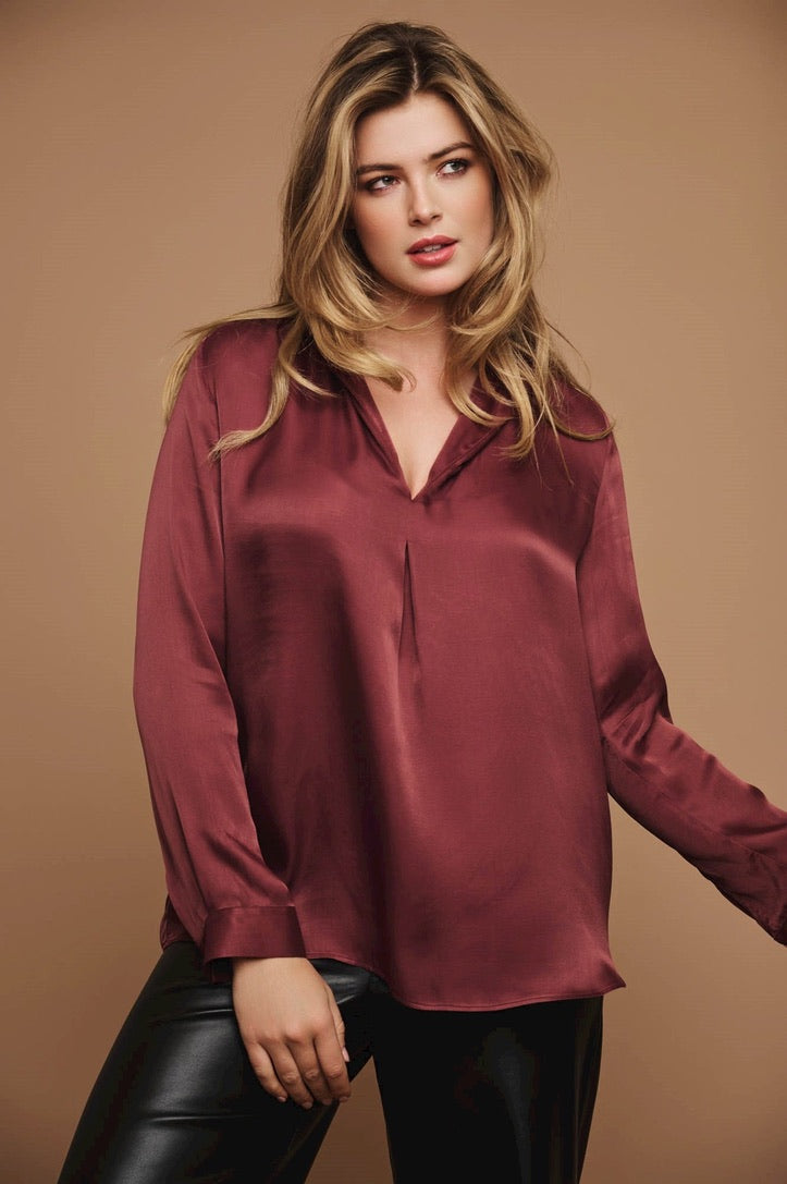 Rino & Pelle Rae V-Neck Top - Prune