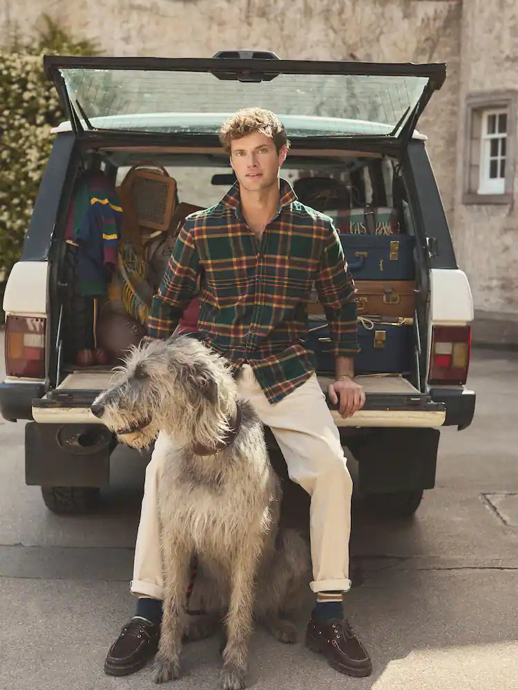 Joules Brushed Flannel Green Check Cotton Shirt