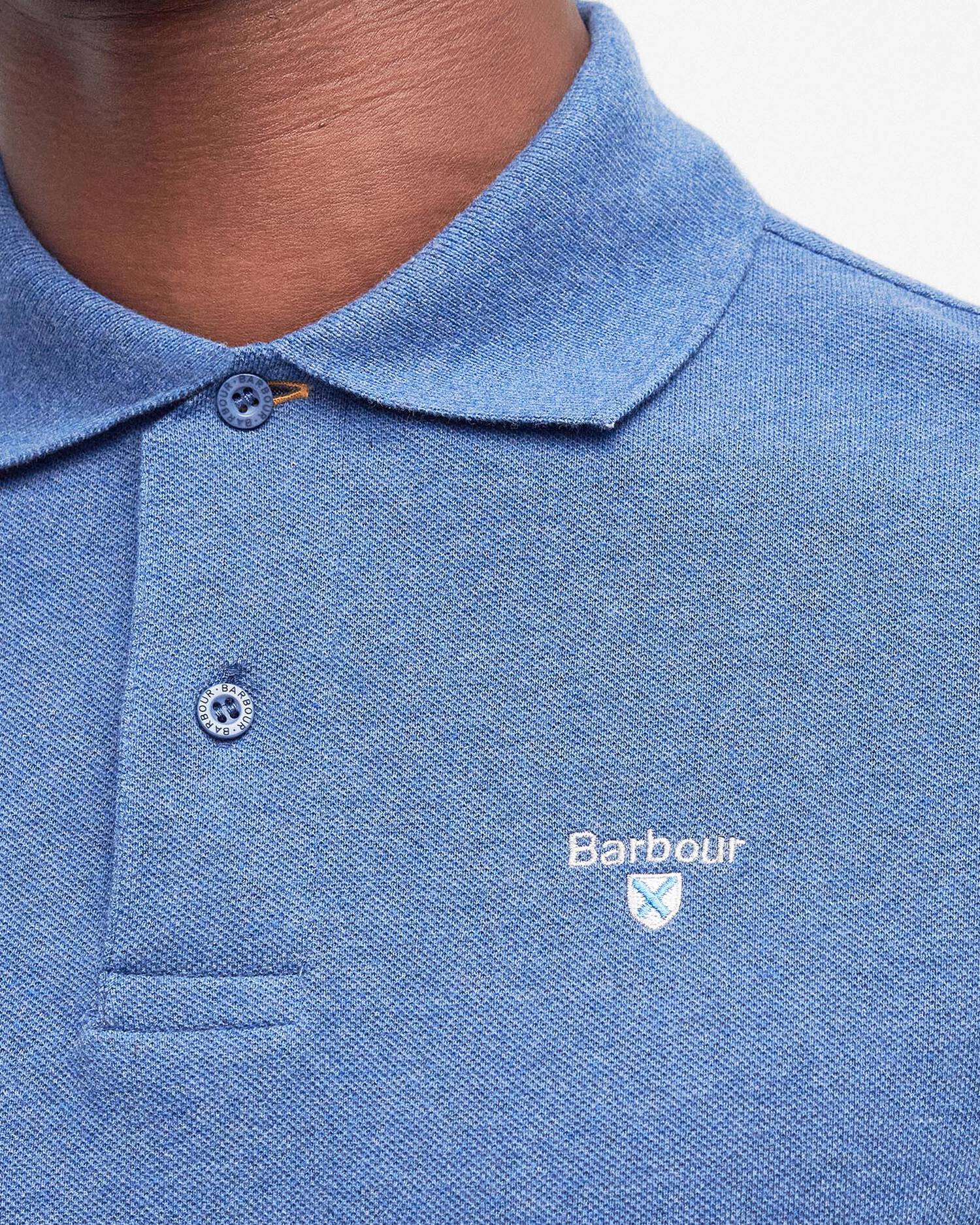 Barbour Tartan Pique Polo Shirt - Dark Chambray Marl