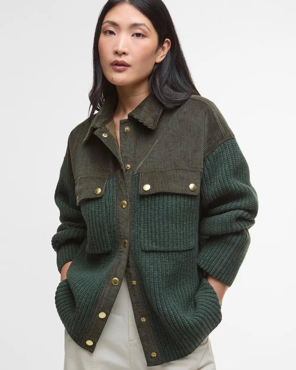 Barbour International Maxine Knitted Overshirt - Olive