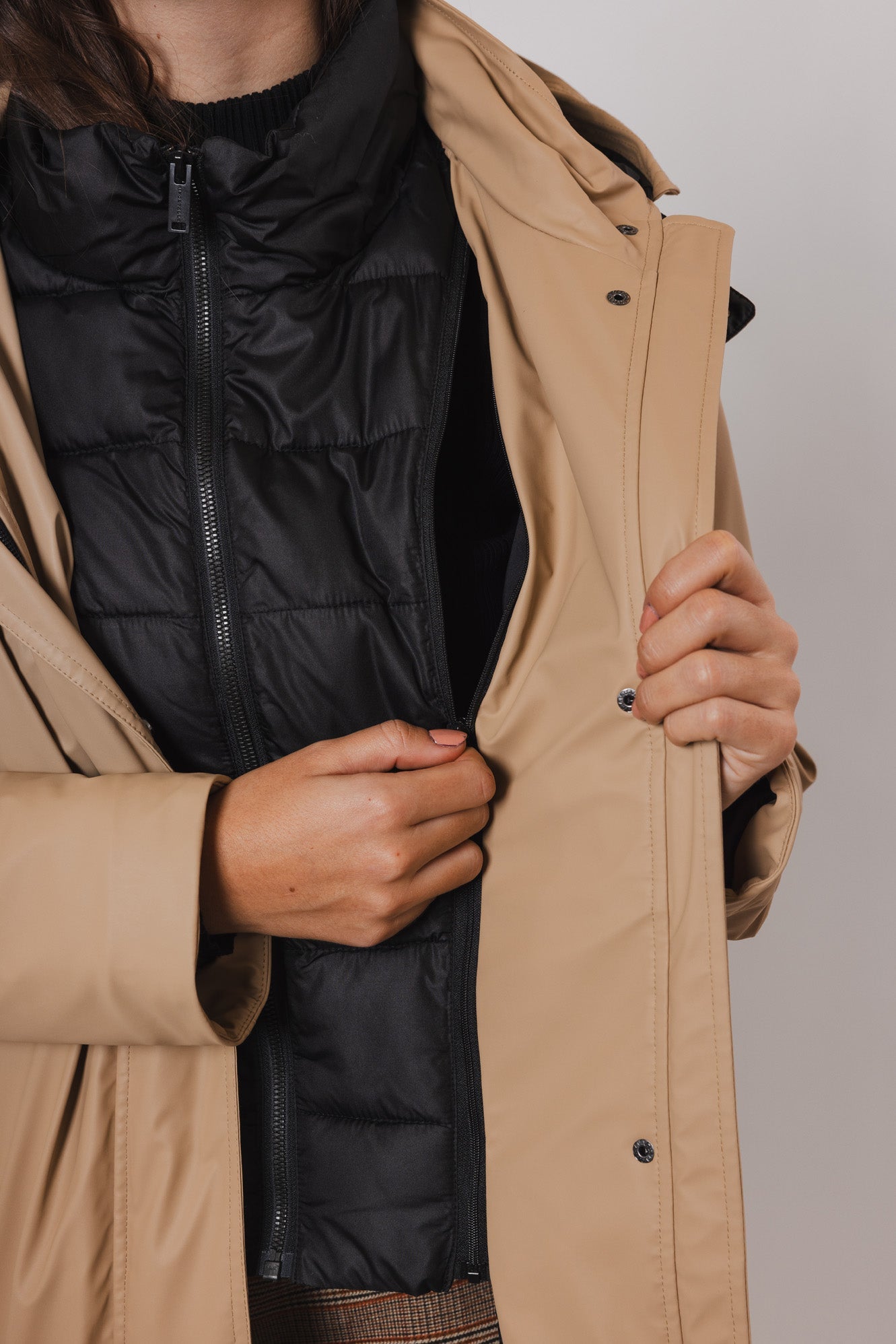 Rino & Pelle Danita Long Raincoat with Detachable Innerjacket - Sand