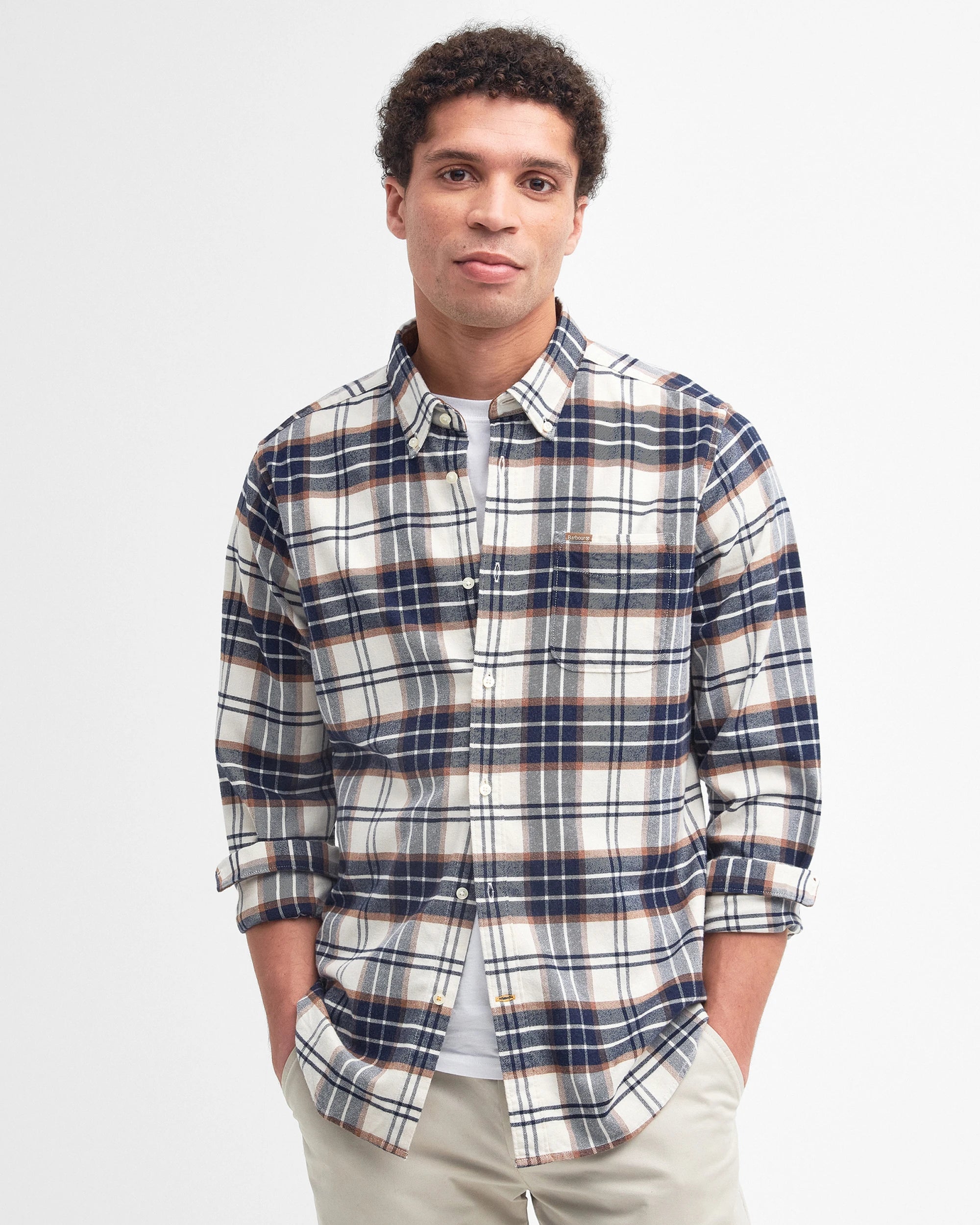 Barbour Portdown Tailored Checked Shirt - Ecru