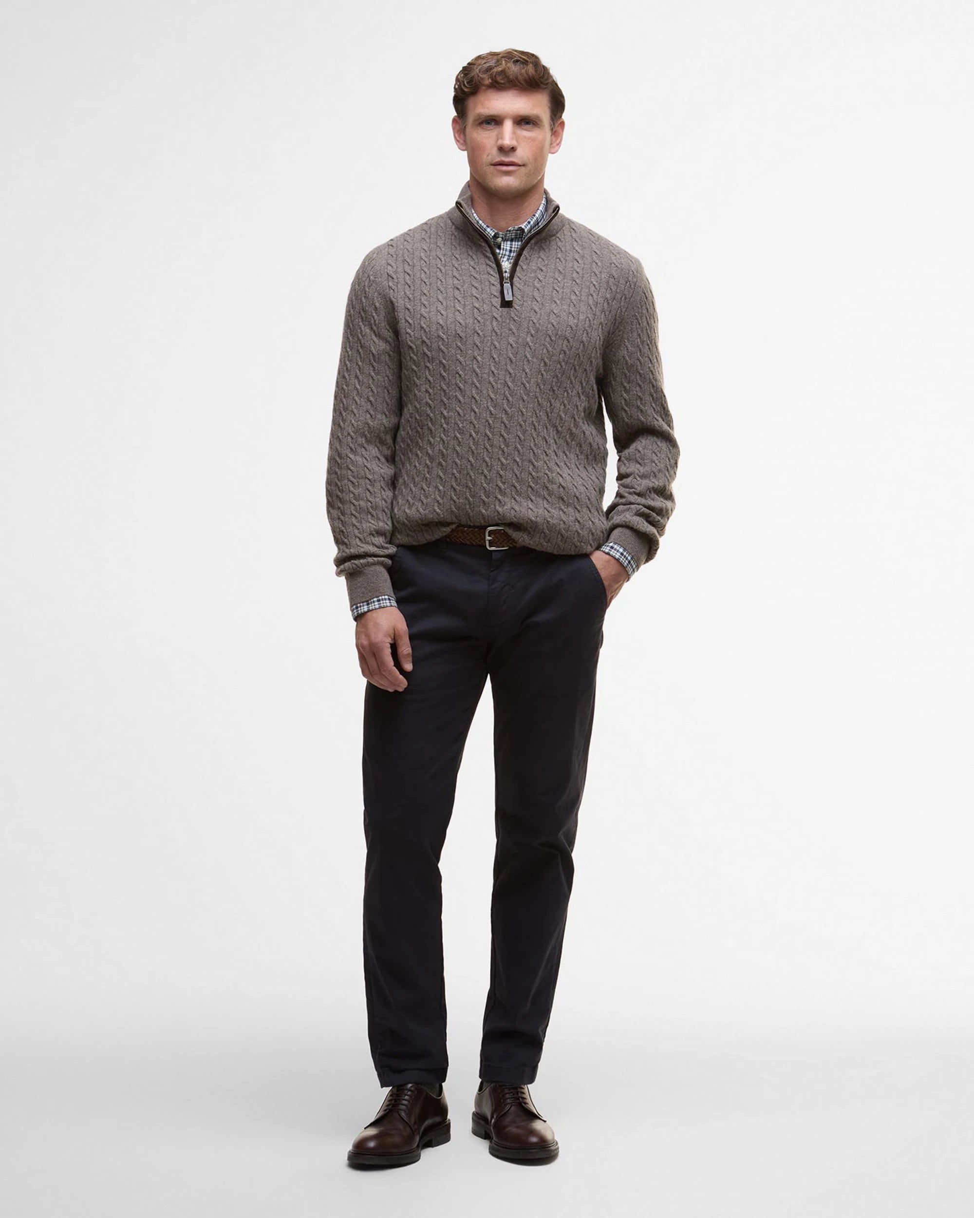 Barbour Ramsden Half Zip Knitted Jumper - Military Marl