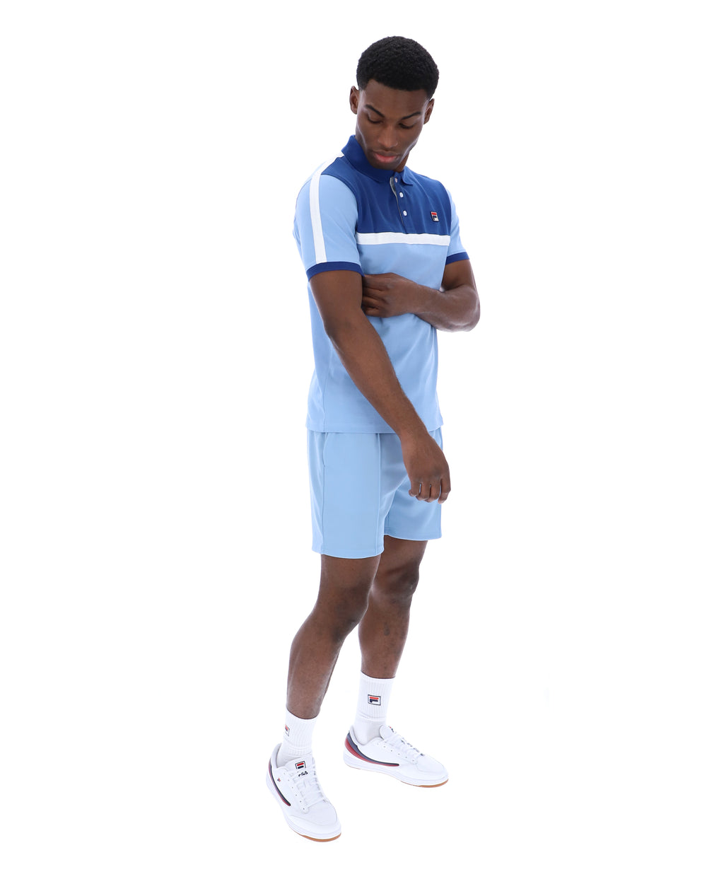 FILA Mattia Contrast Panel Polo Shirt - Frozen Fjord