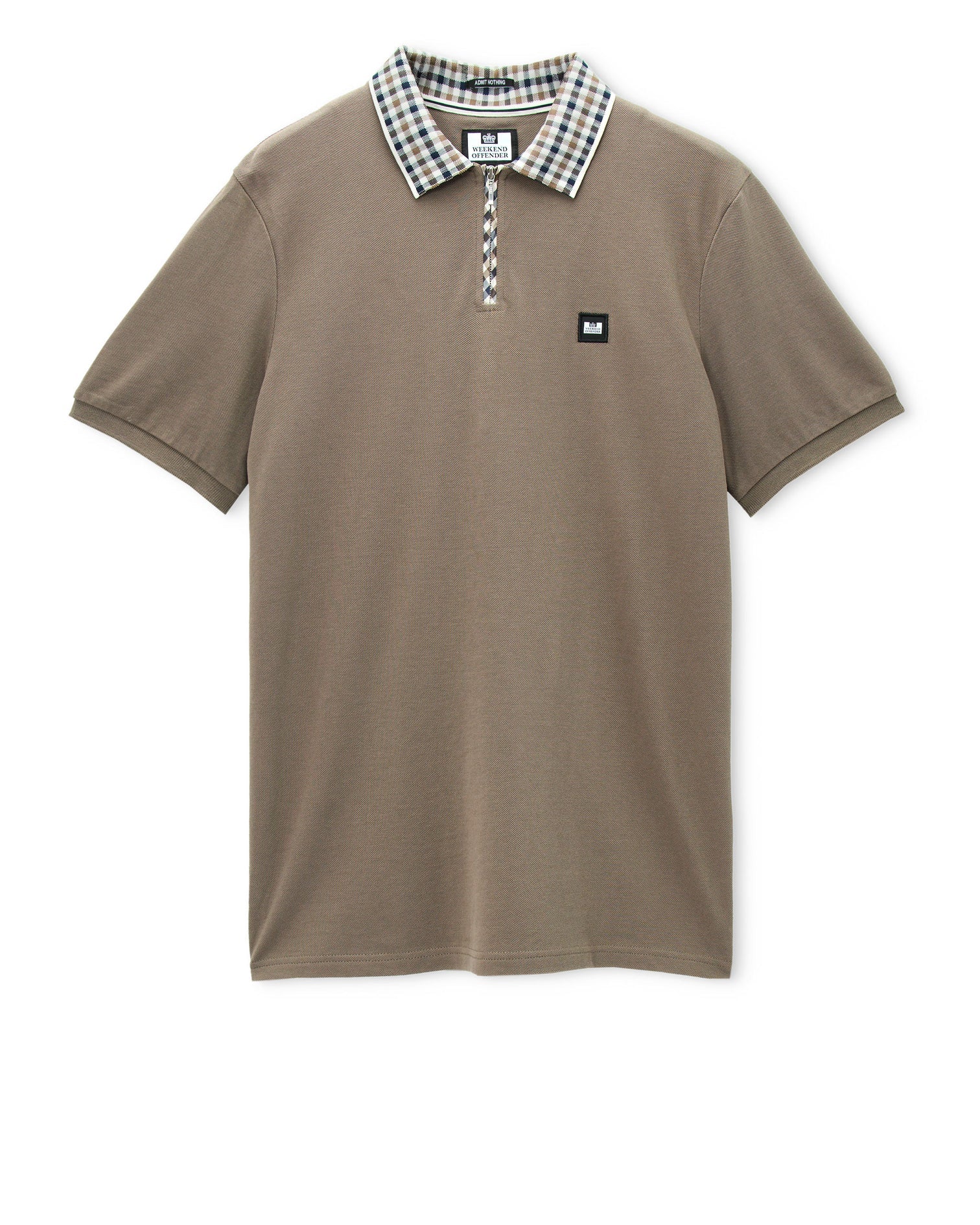 Weekend Offender Lachine Jaquard Rib Collar Polo Shirt - Tobacco