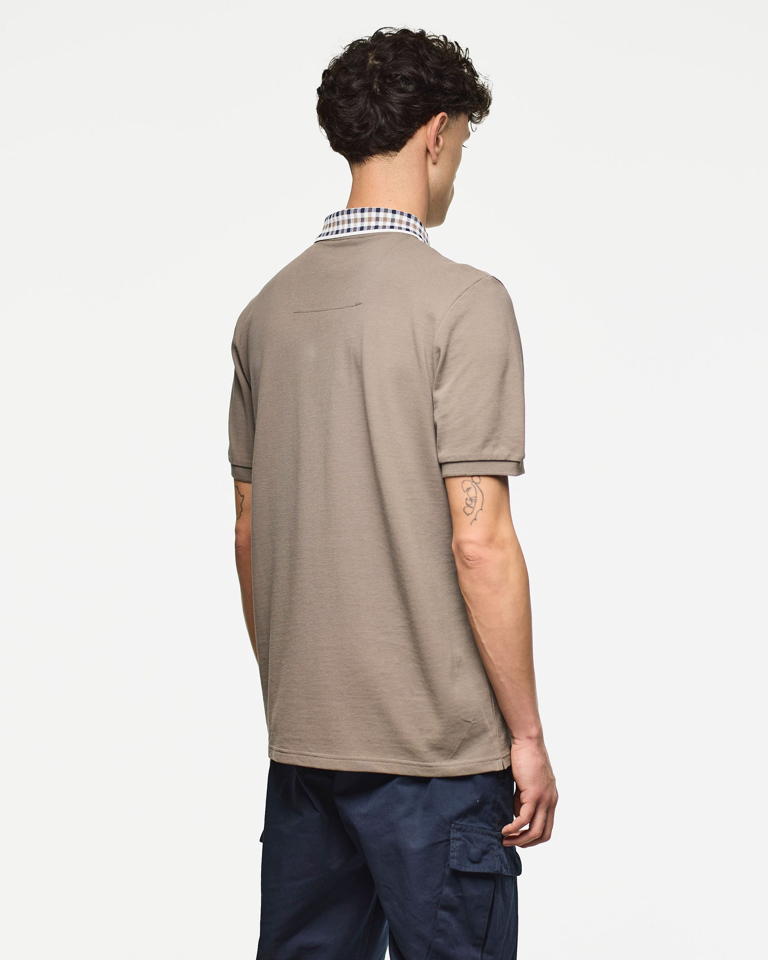Weekend Offender Lachine Jaquard Rib Collar Polo Shirt - Tobacco