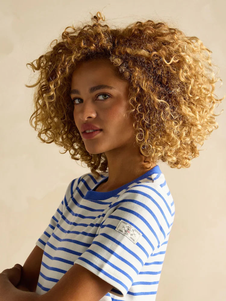 Joules Eden Multi Striped Short Sleeve Jersey Dress - Blue