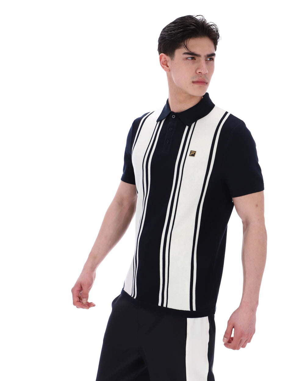 FILA Buddy Bowling Style Knitted Polo - Black/Coconut Milk