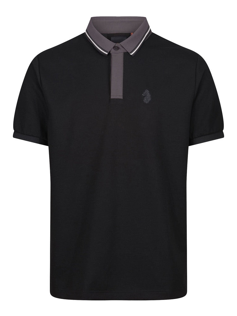 Luke Leo Tonal Polo Shirt - Black