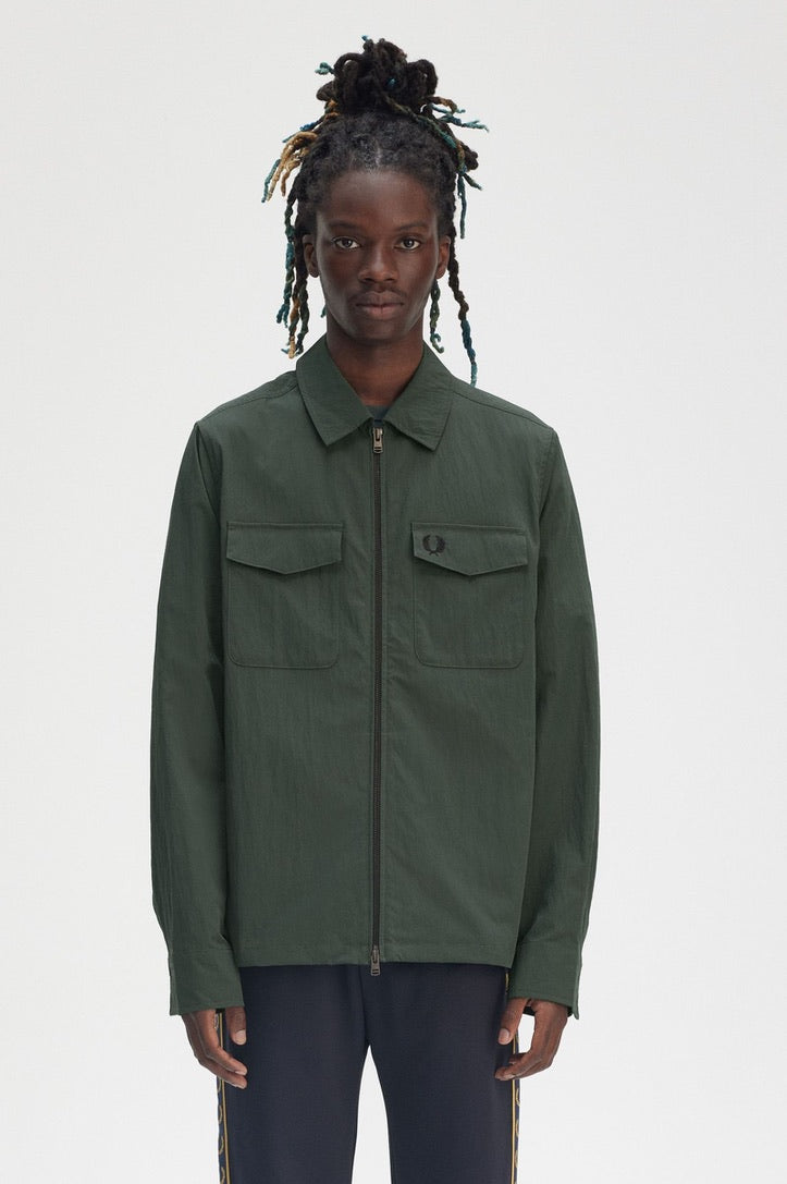 Fred Perry Zip Through Overshirt - Court Green