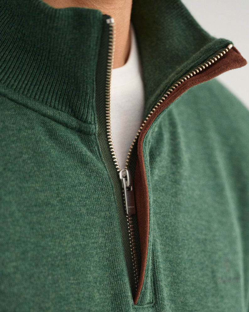 Gant Sacker Half Zip Sweater - Tartan Green