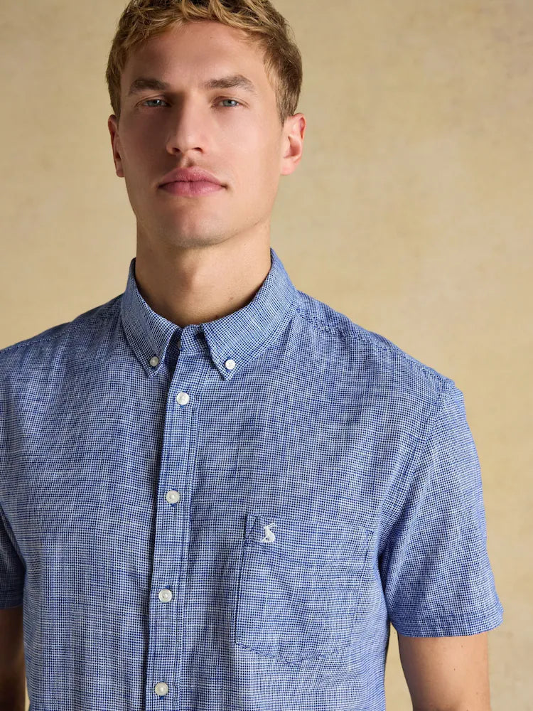Joules Blue Puppytooth Short Sleeve Classic Fit Shirt