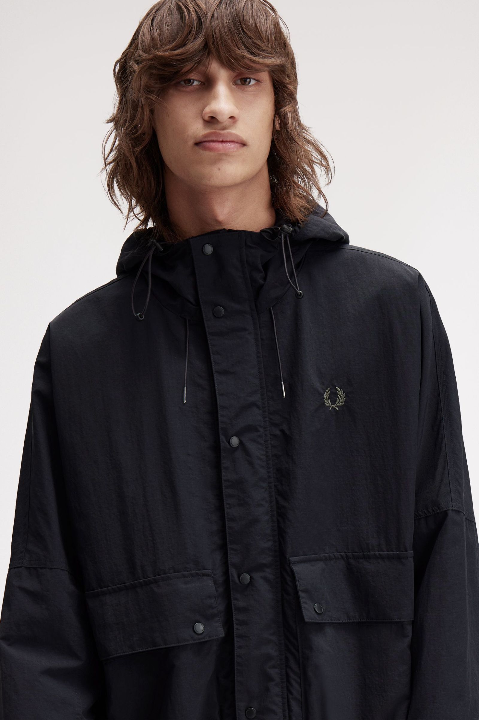 Fred Perry Cropped Ripstop Parka - Black
