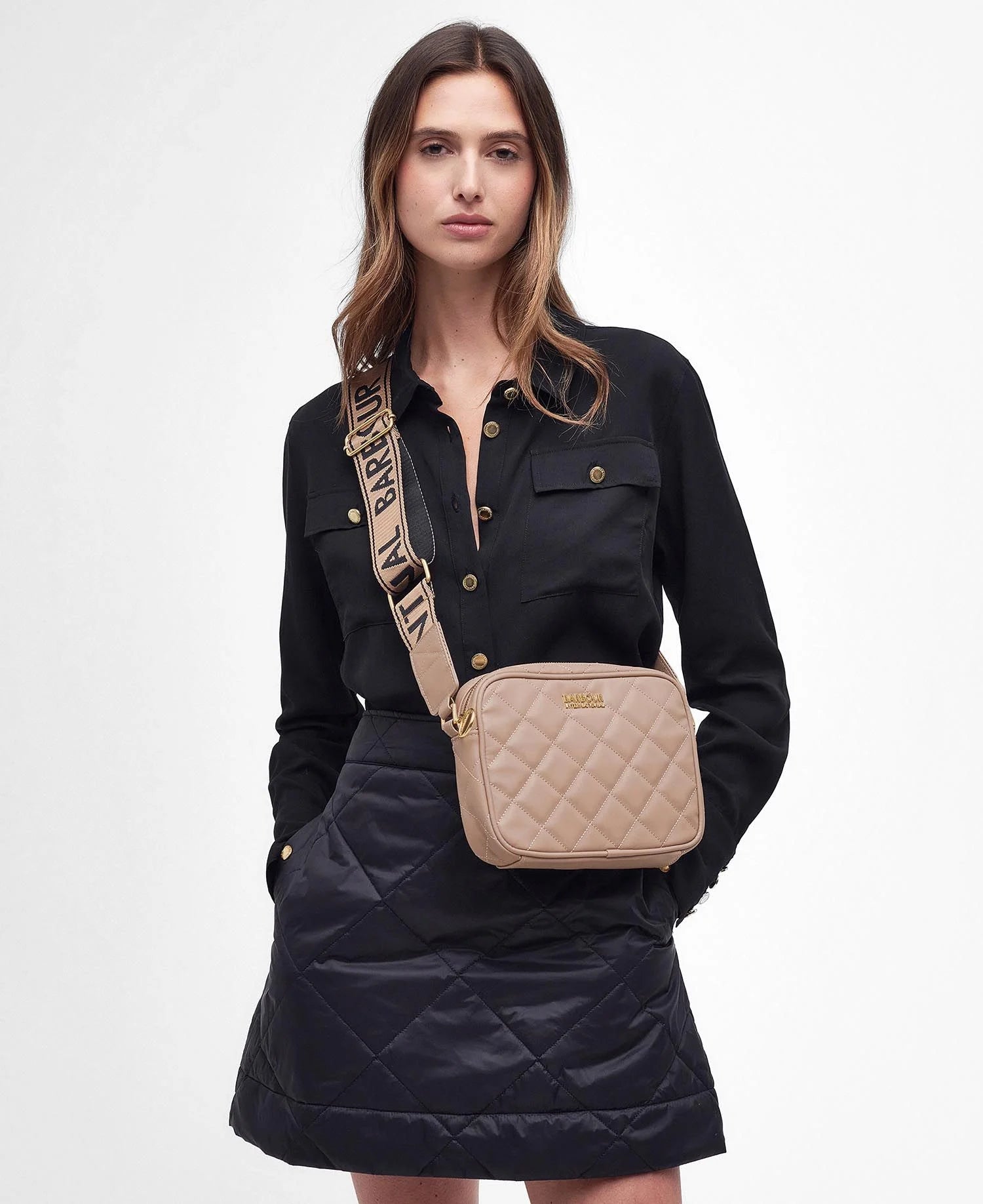 Barbour International Quilted Sloane Crossbody Bag - Camel