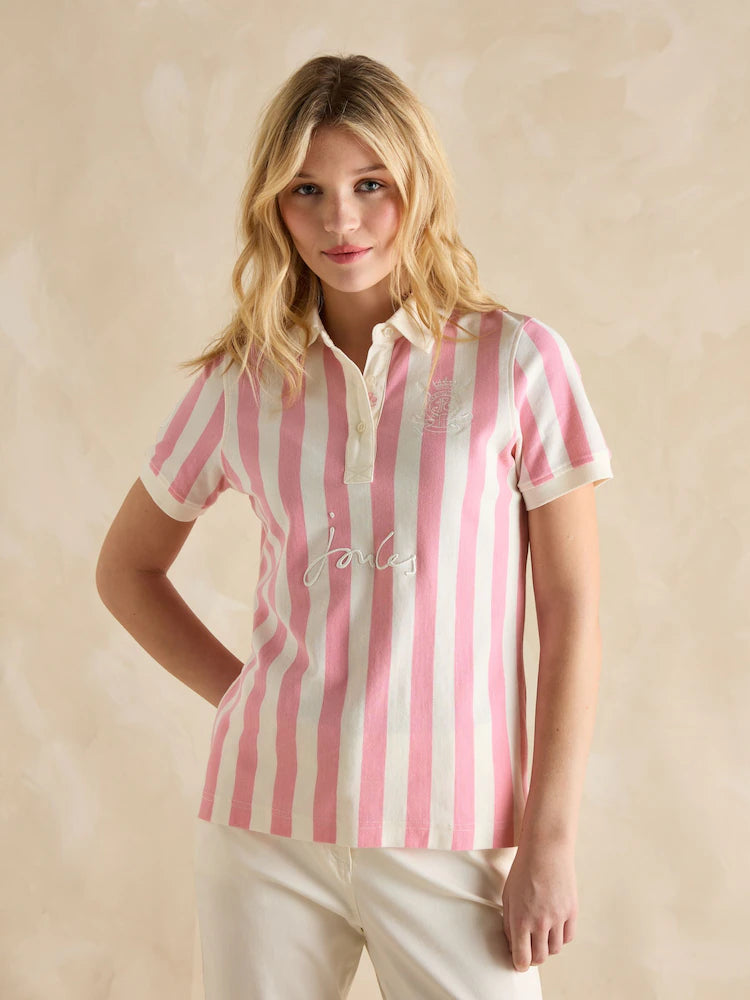 Joules Beaufort Pink Stripe Polo Shirt
