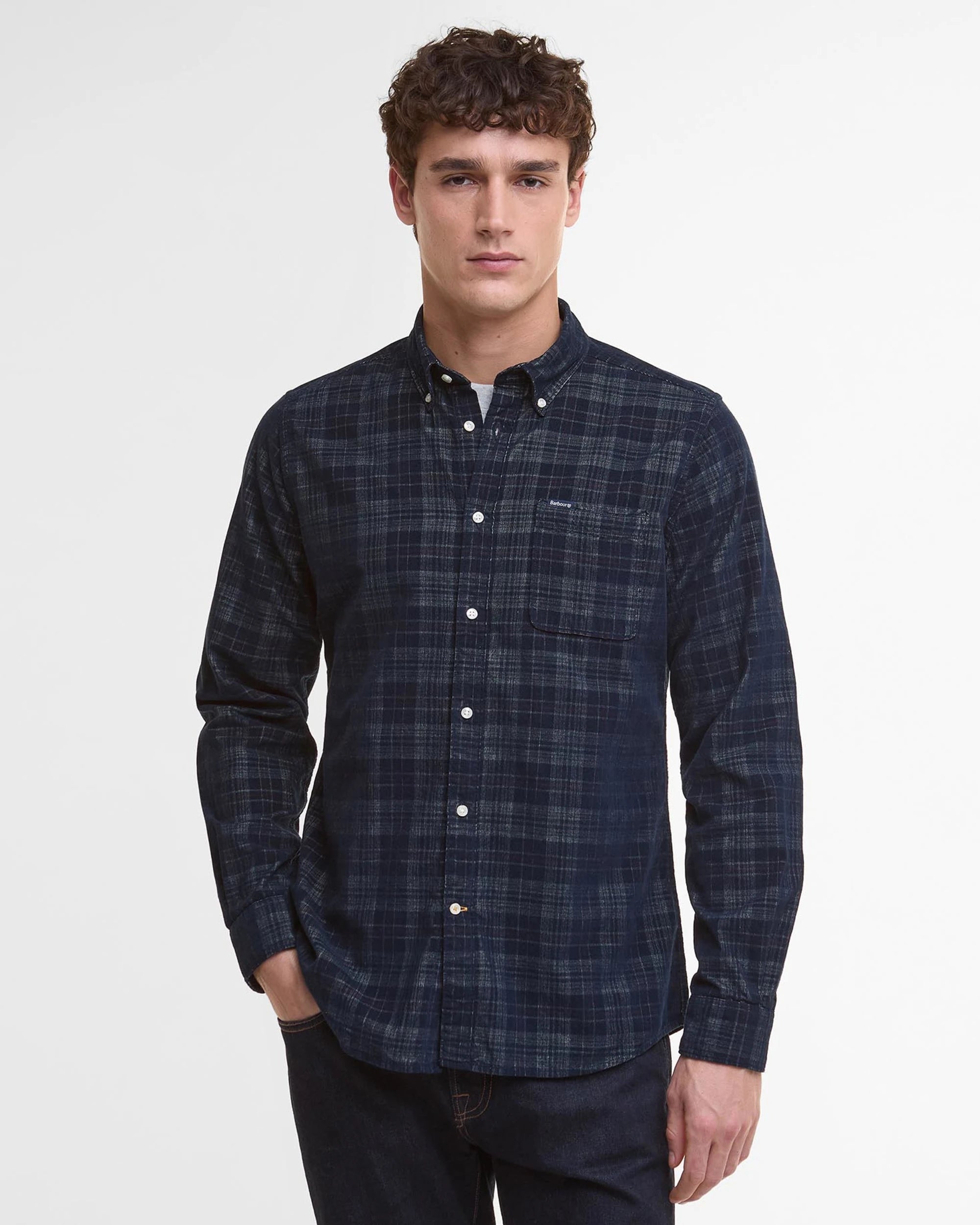 Barbour Southfield Tailored Fit Cord Shirt - Dark Navy