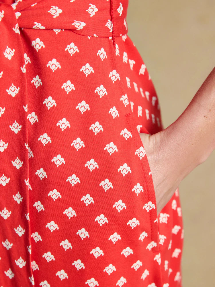 Joules Sabrina Red Foulard Midi Shirt Dress