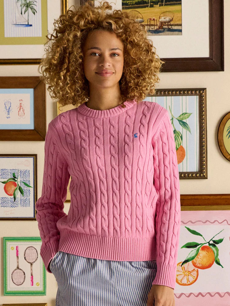 ニット/セーター akiki CABLE KNIT /pink Easy Cable Sweater – easy as knit