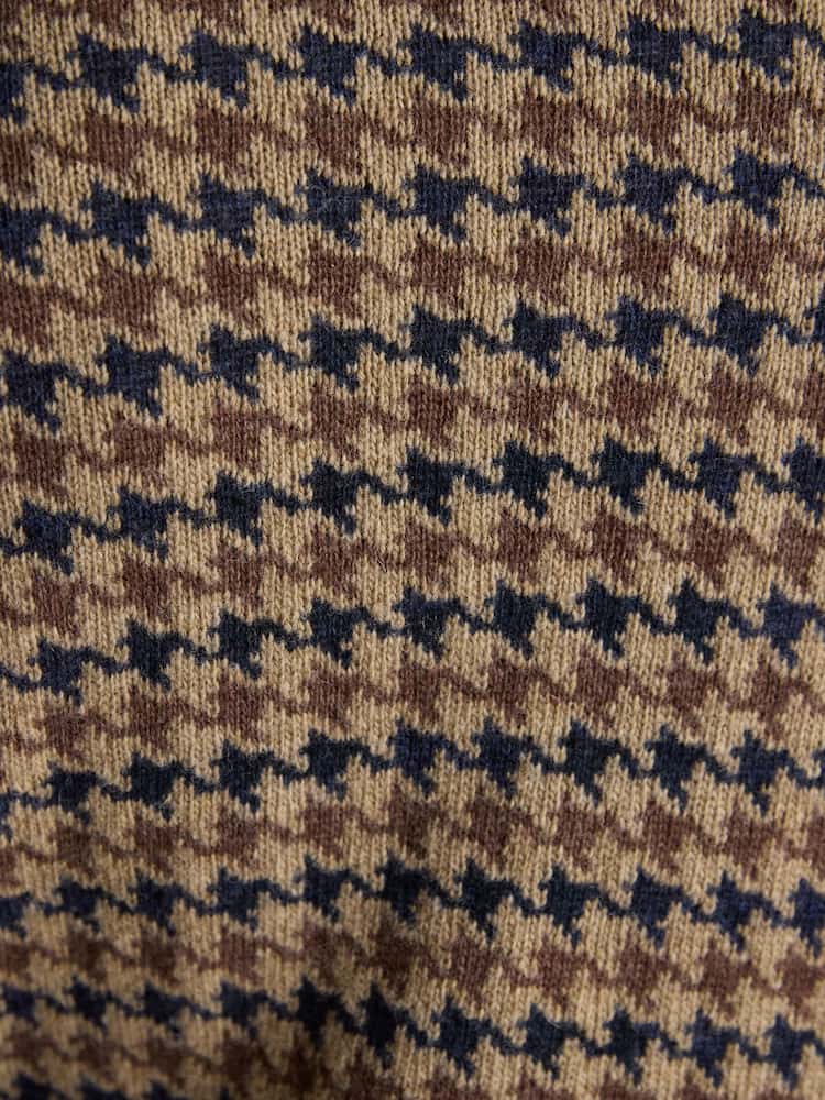 Joules Ferguson Wool-Rich Oatmeal Houndstooth Jumper