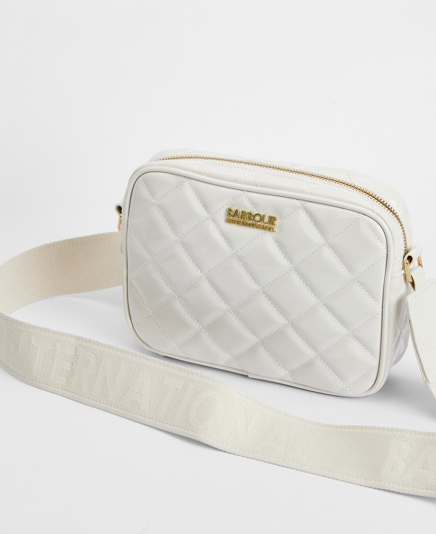 Barbour International Quilted Sloane Crossbody Bag - Gloss Silver Birch