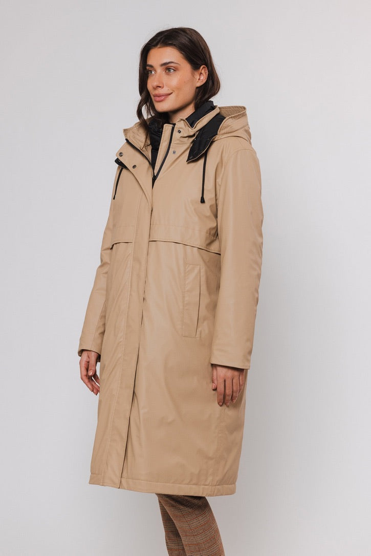 Rino & Pelle Danita Long Raincoat with Detachable Innerjacket - Sand