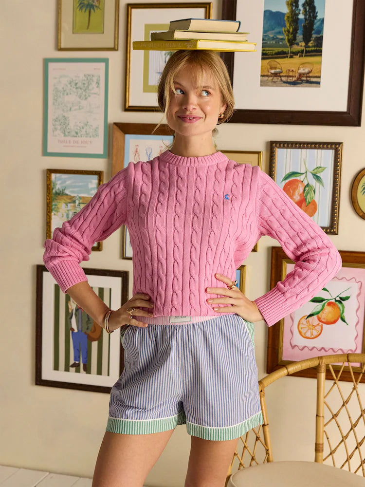 Joules Classic Cable Knit Jumper - Pink