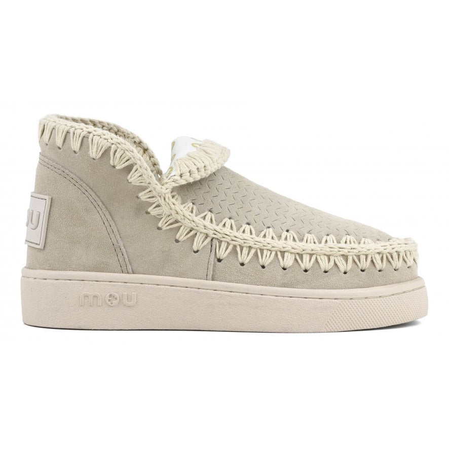 Mou Sneaker Suede all Monochrome Rubber Patch - Chalk
