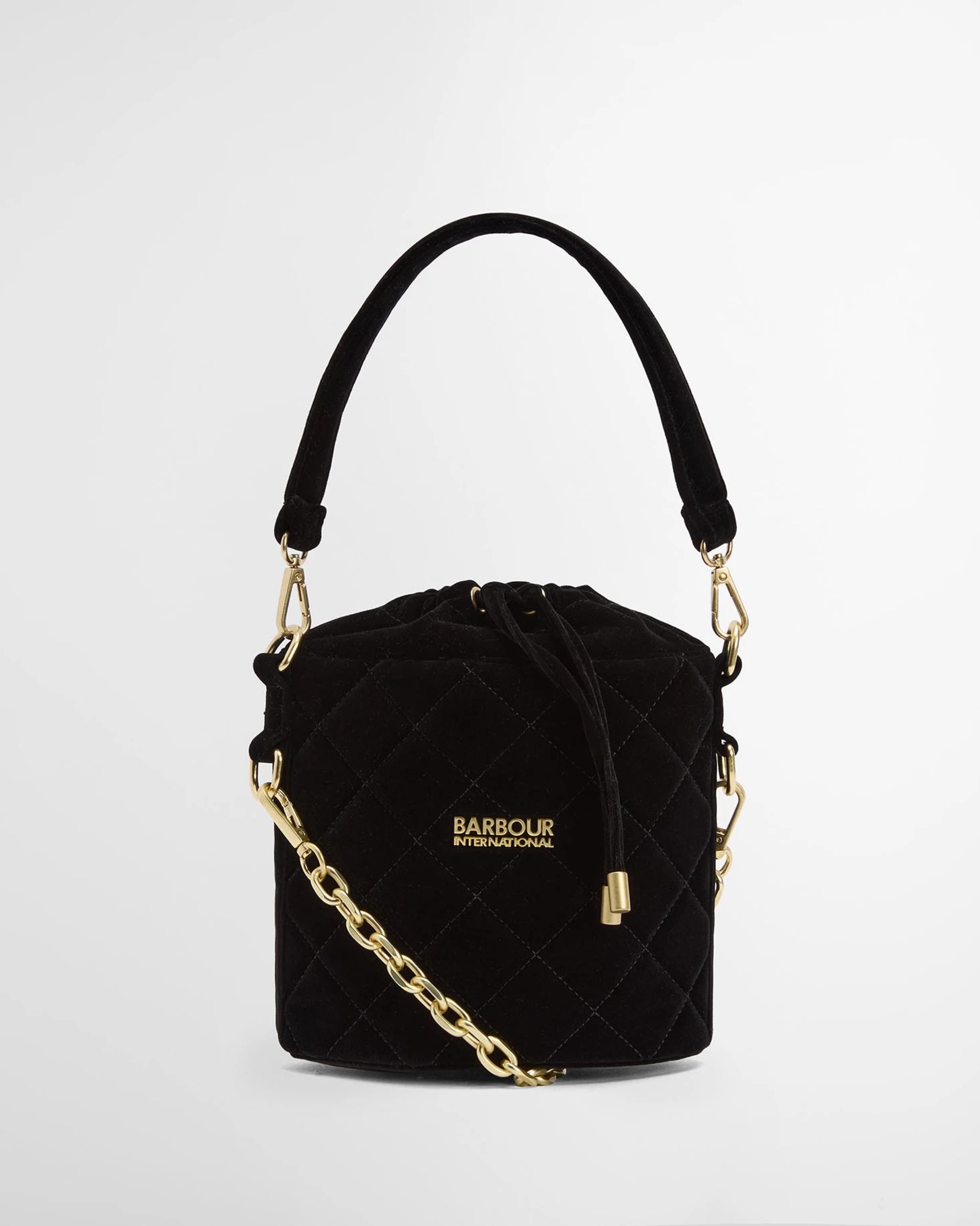 Barbour International Quilted Balham Mini Bucket Bag - Velvet Black