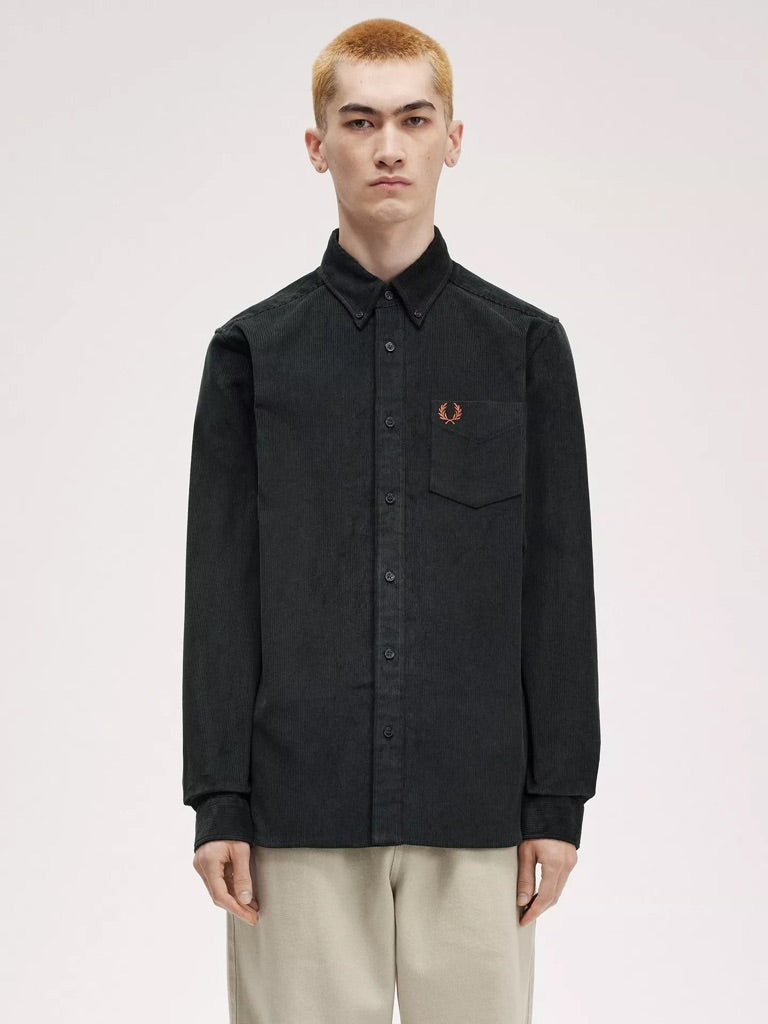 Fred Perry Corduroy Shirt - Night Green