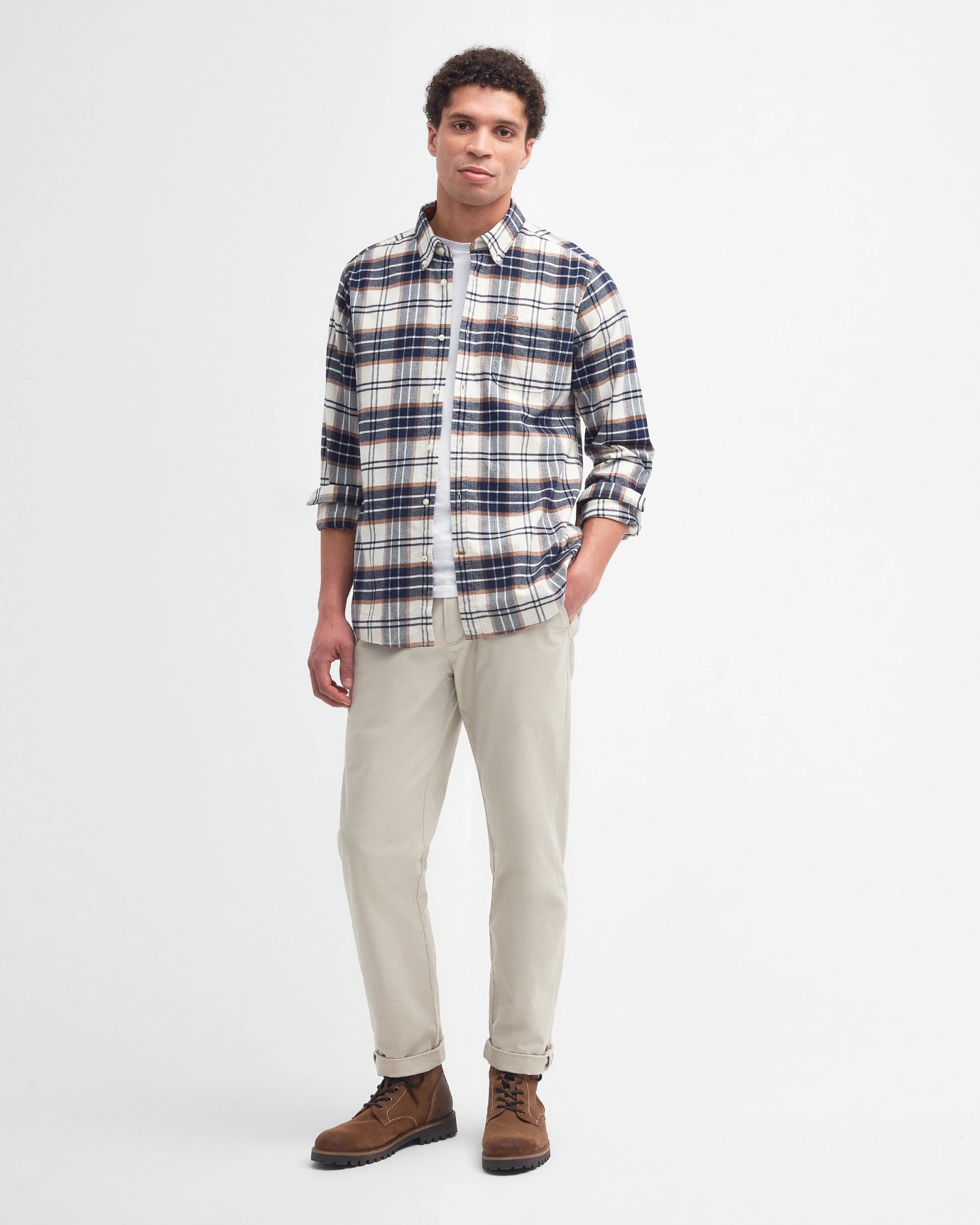 Barbour Portdown Tailored Checked Shirt - Ecru