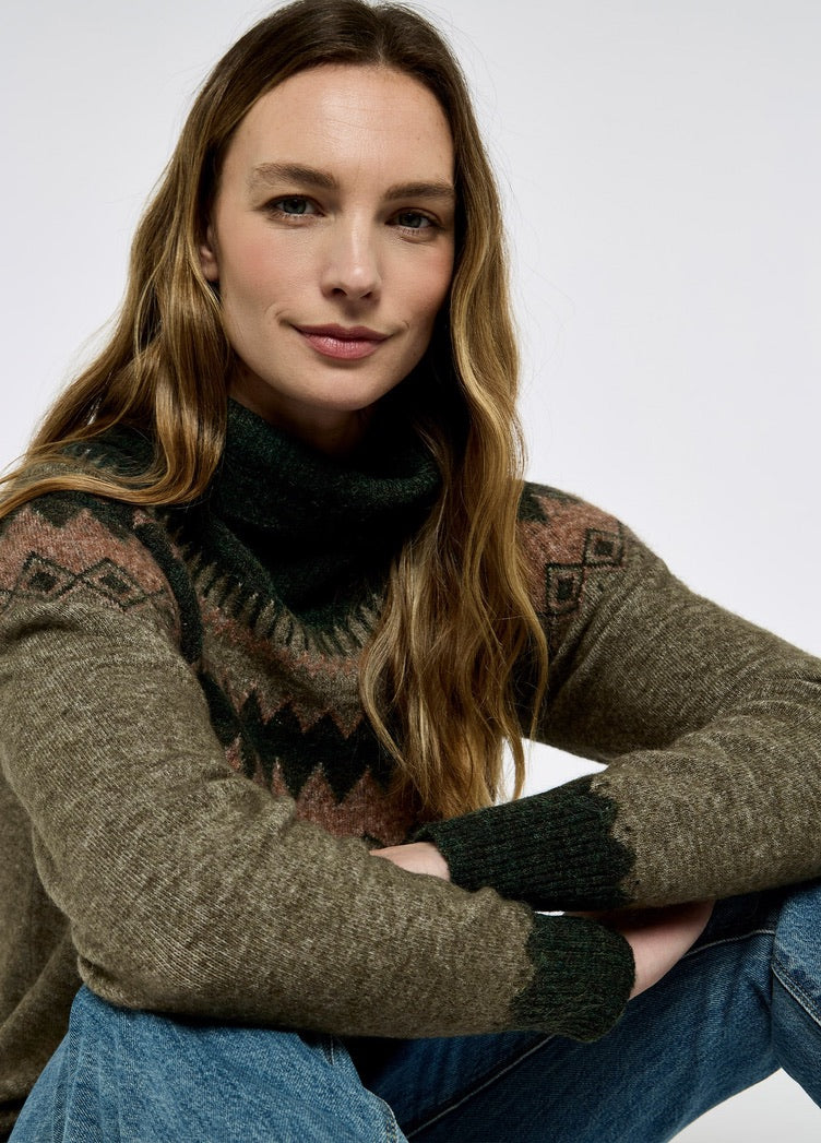 Dubarry Devlin Women's Fair Isle pattern sweater - Olive Multi