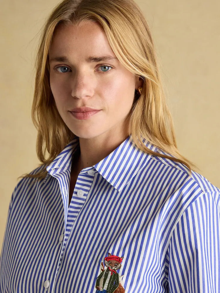 Joules Amilla Jonty Blue/White Boyfriend Fit Shirt
