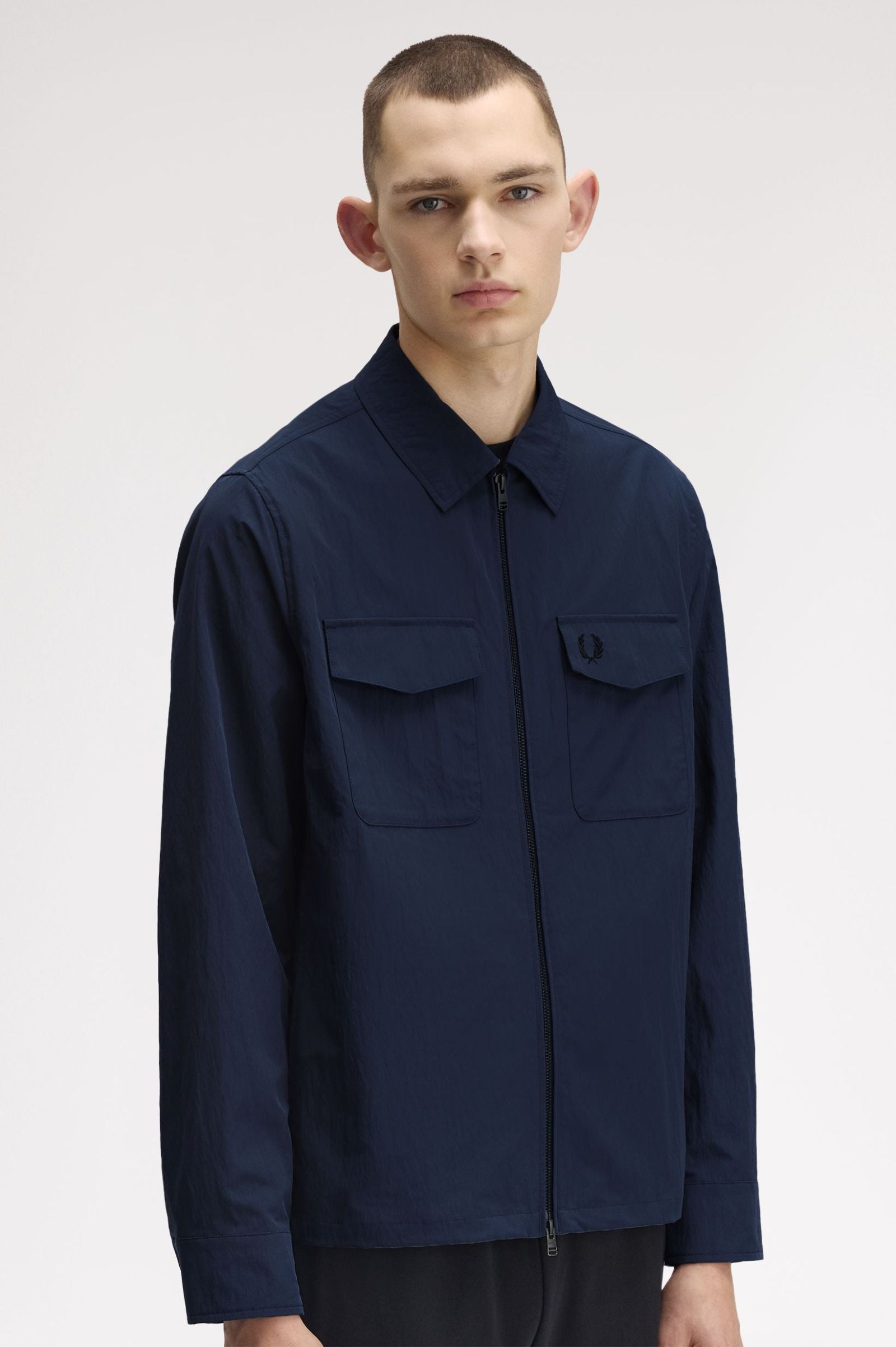 Fred Perry Zip Through Overshirt - Dark Airforce