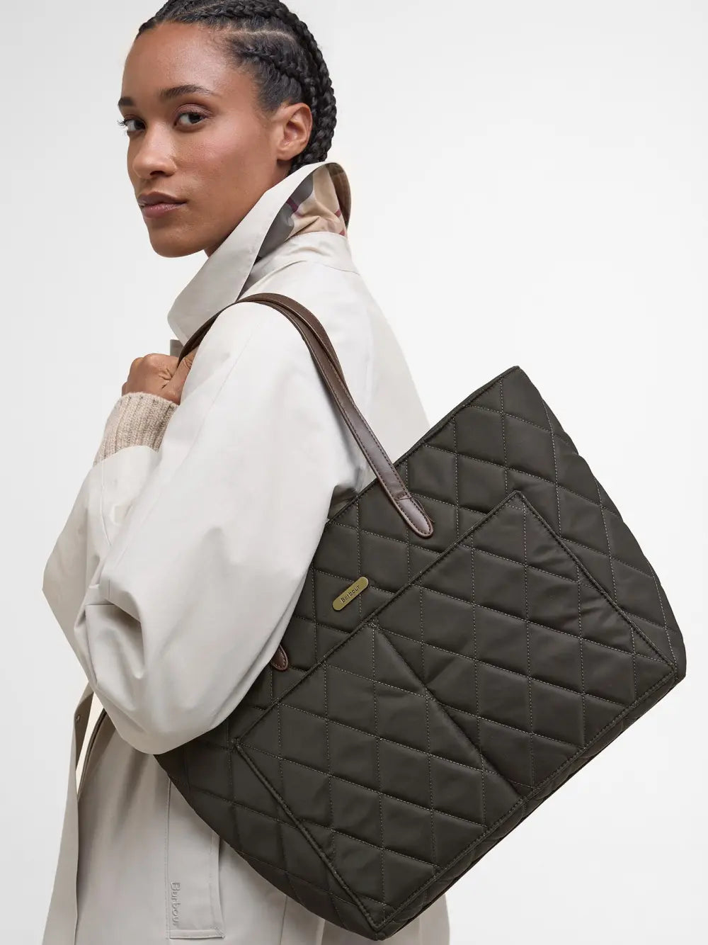 Barbour Quilted Tote Bag - Olive