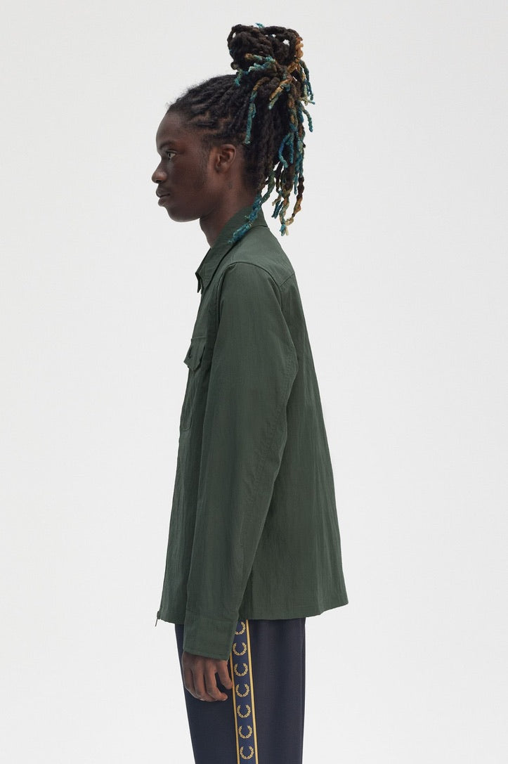 Fred Perry Zip Through Overshirt - Court Green