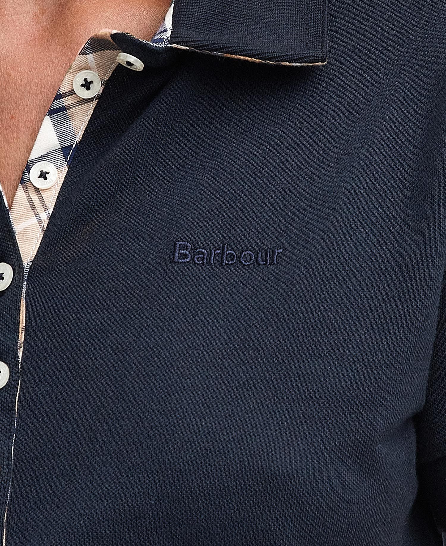 Barbour Portsdown Polo Top - Navy/Primrose Tartan
