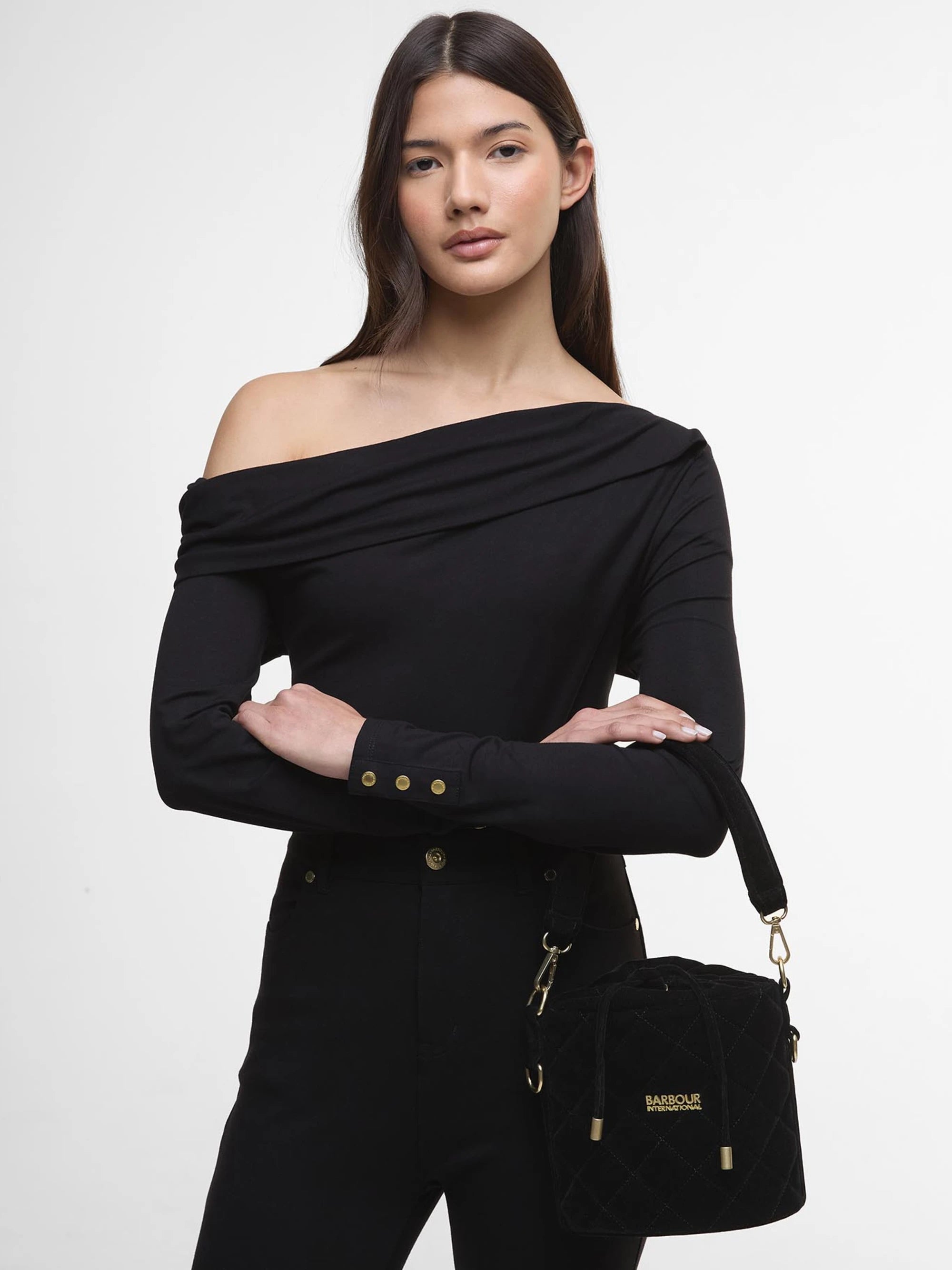 Barbour International Quilted Balham Mini Bucket Bag - Velvet Black